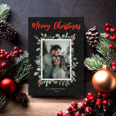 エレガントなブラックフォトクリスマスカード シーズンカード