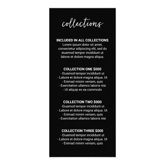 エレガントなブラックフォトコラージュ 現代の写真撮影 ラックカード (裏面)