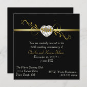 エレガントなブラックフォーマルアニバーサリー招待状 招待状 (正面/裏面)