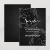 エレガントなブラックフラワーの結婚式の披露宴 エンクロージャーカード (正面/裏面)