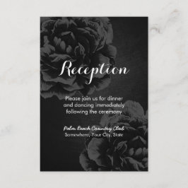 エレガントなブラックフラワーの結婚式の披露宴 エンクロージャーカード