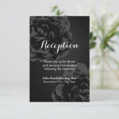 エレガントなブラックフラワーの結婚式の披露宴 エンクロージャーカード (スタンド正面)