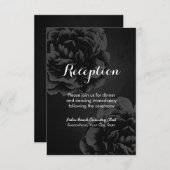 エレガントなブラックフラワーの結婚式披露宴 エンクロージャーカード (正面/裏面)