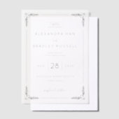 エレガントなブラックフラワーの結婚式招待状 ベラム紙招待状 (オフセット)