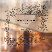 エレガントなブラックフラワーフレーム フロリスト 透明 ウィンドウサイン (シート2)