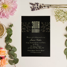 エレガントなブラックフラワーミニマル招待状
