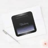 エレガントなブラックブルーグラデーション製品ラベル グリッター スクエアシール (封筒)