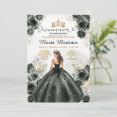 エレガントなブラックプリンセスドレス 花のキンセアニェラ 招待状 (スタンド正面)