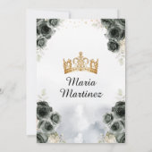 エレガントなブラックプリンセスドレス 花のキンセアニェラ 招待状 (裏面)