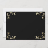 エレガントなブラックホリーデー ベル クリスマス パーティー 招待状 (裏面)