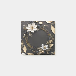 エレガントなブラックホワイトゴールドの花輪 ウェディング ポストイット