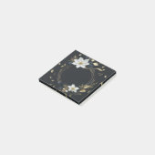 エレガントなブラックホワイトゴールドの花輪 ウェディング ポストイット (アングル)