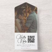 エレガントなブラックホワイトモノグラムスクリプト写真ウェディング オールインワン招待状 (内側)