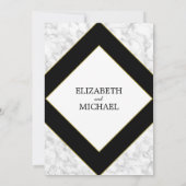 エレガントなブラックホワイト大理石ゴールド幾何学模様のウェディング 招待状 (裏面)