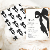 エレガントなブラックボウのハロースターティー 30歳の誕生日 招待状