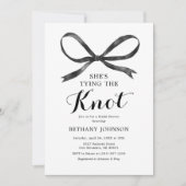 エレガントなブラックボウのブライダルシャワー 招待状 (正面)
