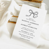 エレガントなブラックボウの結婚式 招待状