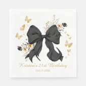 エレガントなブラックボウコケッタ ワイルドフラワーズ スタンダードランチョンナプキン (正面)