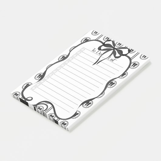 エレガントなブラックボウ・トゥ・ドゥ リスト 大きなメモ帳 ポストイット (アングル)