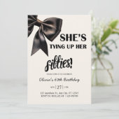 エレガントなブラックボウ 60歳の誕生日招待状 招待状 (スタンド正面)