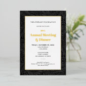 エレガントなブラックボタニカル年次ビジネスディナー 箔招待状 (立ち正面)