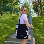 エレガントなブラックボヘミアンスタイルの可愛い女性向け トートバッグ