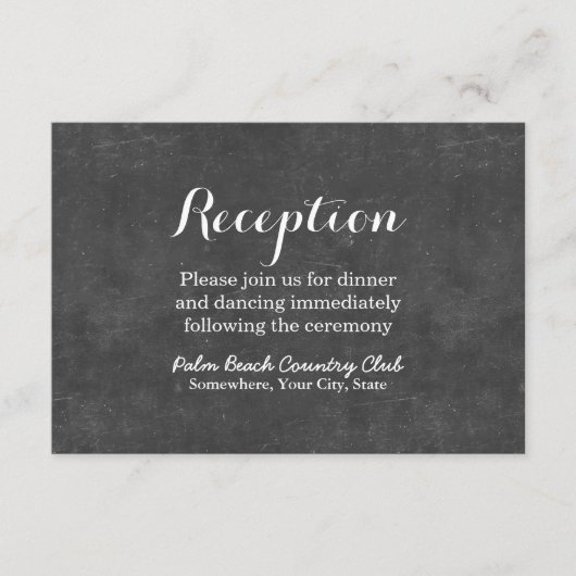 エレガントなブラックボードの結婚式の披露宴 エンクロージャーカード (正面)