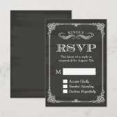 エレガントなブラックボード ヴィンテージ フレーム デコ 返信お願い 出欠カード (正面/裏面)