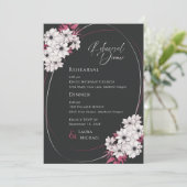 エレガントなブラックマゼンタ フローラル リハーサル ディナー 招待状 (スタンド正面)