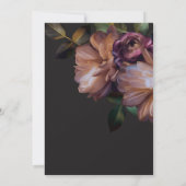 エレガントなブラックムーディーフローラルカップルシャワー 招待状 (裏面)