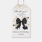 エレガントなブラックリボンのワイルドフラワー 感謝の気持ちを込めて ギフトタグ (正面)