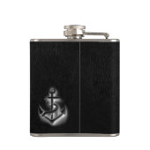 エレガントなブラックレザーのようなクラシックなアンカーの海事デザイン フラスク (裏面)