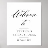 エレガントなブラックレタリングのブライダルシャワーのウェルカムサイン ポスター (正面)