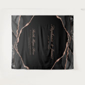 エレガントなブラックローズゴールドフォイルアゲートウェディング タペストリー (正面(横))