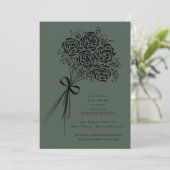 エレガントなブラックローズブーケ ブライダルシャワー 招待状 (スタンド正面)