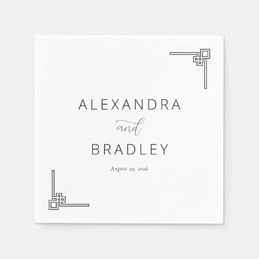 エレガントなブラック幾何ミニマリスト スタンダードカクテルナプキン (正面)