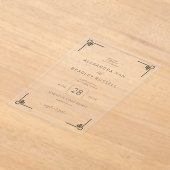 エレガントなブラック幾何学模様の結婚式招待状 アクリル招待状 (レイダウン)