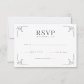 エレガントなブラック幾何学RSVP 出欠カード (正面)