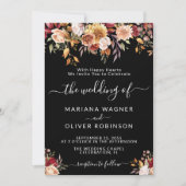 エレガントなブラック秋の花のウェディング 招待状 (正面)