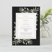 エレガントなブラック葬儀 人生の祝祭写真 招待状 (スタンド正面)