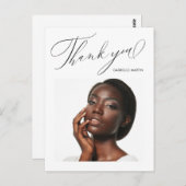エレガントなブラック ありがとう スクリプト フォト 卒業 ポストカード (正面/裏面)