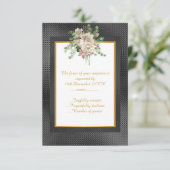 エレガントなブラック・エンボス加工のレイヤー・フラワーデザイン オーダーメイドのRSVPカード 出欠カード (スタンド正面)