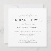 エレガントなブラック クラシック ブライダル シャワー 招待状 (正面)