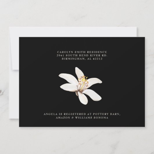 エレガントなブラック&クリームのウェディングシャワー招待状 招待状 (裏面)