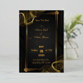 エレガントなブラック＆ゴールドのウェディングスタイル 箔招待状 (立ち正面)