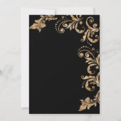 エレガントなブラック&ゴールドのシャー!サプライズパーティーの誕生日 招待状 (裏面)