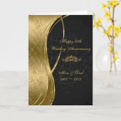 エレガントなブラック＆ゴールドのダマスク カード (黄色い花)