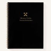 エレガントなブラック&ゴールドのペンロゴ 現代の公証人 ノートブック (正面)