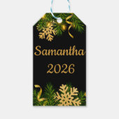 エレガントなブラック＆ゴールドの新年のギフトタグ ギフトタグ (正面)