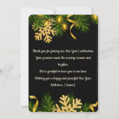 エレガントなブラック＆ゴールドの新年の感謝カード サンキューカード (裏面)